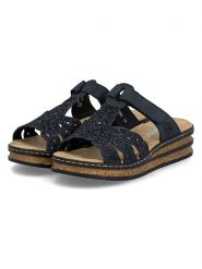 Rieker Klapki w kolorze granatowym rozmiar: 37. Niebieskie klapki Rieker, bez wzorów, klasyczne, z otwartym noskiem, bez obcasa, na koturnie, bez zapięcia. Za 164.02 zł.