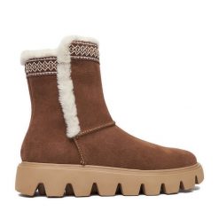 Śniegowce Rieker. Brązowe śniegowce Rieker, bez wzorów, bez zapięcia. Za 429.99 zł.