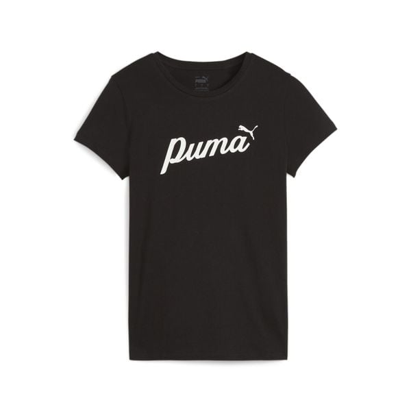 Damska koszulka ESS+ Script PUMA Black. Białe t-shirty sportowe Puma, s, bez wzorów, bez ramiączek, na jogę i pilates. Za 85.00 zł.