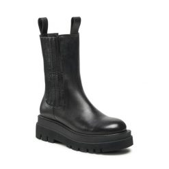 Botki GINO ROSSI. Czarne botki Gino Rossi, bez wzorów, bez obcasa, na słupku, bez zapięcia. Za 238.99 zł.