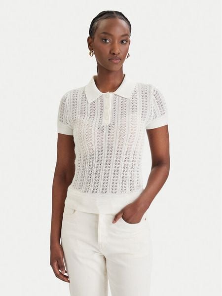 Guess Sweter W6GR25 Z0672 Biały Regular Fit. Białe swetry Guess, l, z aplikacjami, z wiskozy, bez ramiączek. Za 335.99 zł.