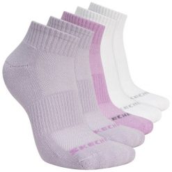 Skarpetki sportowe dla dorosłych 5pk Unisex 1/2 Terry Qtr Crew. Fioletowe skarpetki Skechers, bez wzorów, z materiału. Za 59.99 zł.