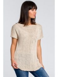 Be Wear Sweter w kolorze beżowym rozmiar: onesize. Brązowe swetry Be Wear, bez wzorów, ze splotem, bez ramiączek. Za 79.21 zł.