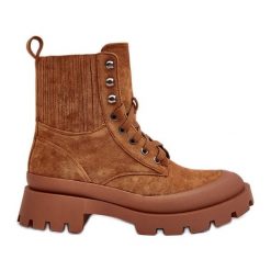 Botki Trapery Damskie Sznurowane Camel Gordts brązowe. Brązowe botki bez wzorów, klasyczne, za kostkę, bez obcasa, na płaskiej podeszwie, bez zapięcia. Za 182.49 zł.