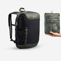 Plecak Forclaz Travel składany 25 l wodoodporny. Szare plecaki FORCLAZ, bez wzorów, z materiału, małe, bez dodatków. Za 99.99 zł.