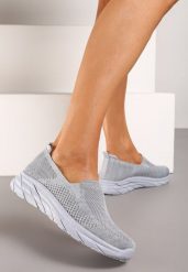 Szare Wsuwane Klasyczne Buty Sportowe na Płaskiej Podeszwie Zelemia. Szare buty sportowe lifestyle Born2be, bez wzorów, z jeansu, bez zapięcia. W wyprzedaży za 38.24 zł.