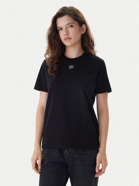 KARL LAGERFELD T-Shirt B1W17091 Czarny Regular Fit. Czarne t-shirty KARL LAGERFELD, l, bez wzorów, z bawełny, bez kołnierzyka, bez ramiączek. Za 339.99 zł.