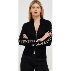 Elisabetta Franchi sweter z domieszką wełny damski kolor czarny lekki. Czarne swetry Elisabetta Franchi, bez wzorów, z dzianiny, bez ramiączek. W wyprzedaży za 1,279.90 zł.