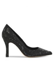 Eva Minge Szpilki ANGELA-V1518-03 Czarny. Czarne szpilki Eva Minge, bez wzorów, z materiału, bez obcasa, na szpilce, bez zapięcia. Za 399.00 zł.