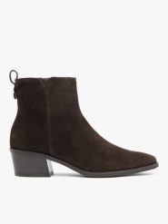 Brązowe welurowe botki. Brązowe botki Ryłko, bez wzorów, ze skóry, eleganckie, bez obcasa, na obcasie, bez zapięcia. Za 549.99 zł.