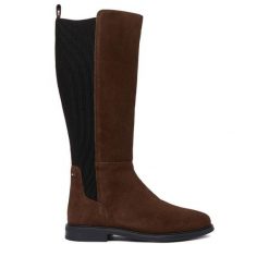 Kozaki Tommy Hilfiger. Brązowe kozaki Tommy Hilfiger, bez wzorów, bez obcasa, na płaskiej podeszwie, bez zapięcia. Za 719.99 zł.