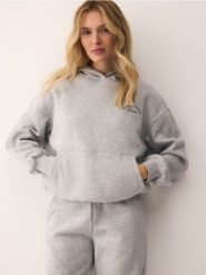 Bluza oversize z kapturem - jasnoszary. Szare bluzy Reserved, l, bez wzorów, z bawełny, bez ramiączek, z kapturem. Za 119.99 zł.