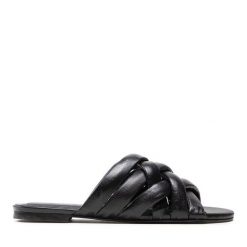 Klapki Eva Longoria. Czarne klapki Eva Longoria, bez wzorów, bez obcasa, bez zapięcia. Za 339.99 zł.