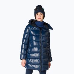 Płaszcz puchowy damski Rossignol Shiny Parka. Niebieskie płaszcze Rossignol, l, bez wzorów, z materiału, eleganckie, bez kaptura. Za 629.99 zł.