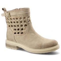 Beżowe Botki Carinii Damskie Stylowe Buty Jesienne. Brązowe botki Carinii, w ażurowe wzory, ze skóry, biznesowe, bez obcasa, na obcasie, bez zapięcia. Za 439.00 zł.