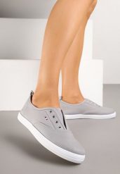 Szare Wsuwane Tenisówki w Casualowym Stylu Sepessa. Szare trampki Renee, bez wzorów, z jeansu, eleganckie, bez zapięcia. W wyprzedaży za 29.99 zł.