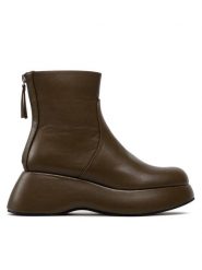 DeeZee Botki ZALY8813-8 Zielony. Zielone botki DeeZee, bez wzorów, ze skóry, bez obcasa, na koturnie, bez zapięcia. Za 179.99 zł.