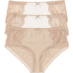 Figi panty z koronką (3 pary) bonprix biel wełny - cielisty. Bokserki damskie marki bonprix. Za 38.97 zł.