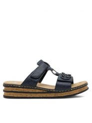 Rieker Klapki 62936-14 Granatowy. Niebieskie klapki Rieker, bez wzorów, ze skóry, bez obcasa, bez zapięcia. Za 289.99 zł.