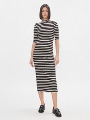 Tommy Hilfiger Sukienka codzienna WW0WW40610 Czarny Slim Fit. Czarne sukienki Tommy Hilfiger, na co dzień, xl, bez wzorów, z wiskozy, bez kołnierzyka, bez ramiączek, proste. Za 369.99 zł.