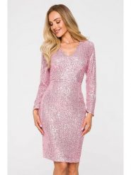 Made of emotion Sukienka w kolorze jasnoróżowym rozmiar: XL. Różowe sukienki Made Of Emotion, xl, bez wzorów, bez kołnierzyka, bez ramiączek, mini. Za 222.99 zł.