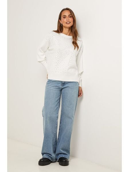 Soft Cashmere Sweter w kolorze białym rozmiar: 38/40. Białe swetry Soft Cashmere, bez wzorów, klasyczne, bez ramiączek. Za 189.95 zł.