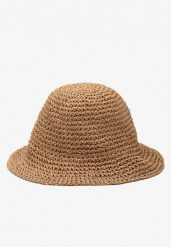Ciemnobeżowy Kapelusz z Plecionki w Stylu Bucket Hat Suai. Brązowe kapelusze Renee, na lato, bez wzorów, z bawełny, eleganckie. Za 49.99 zł.