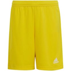 Spodenki piłkarskie dla dzieci adidas Entrada 22. Żółte szorty adidas, bez wzorów, sportowe. Za 46.99 zł.