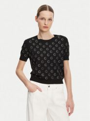 Guess Sweter W5GR05 Z3D60 Czarny Regular Fit. Czarne swetry Guess, l, z aplikacjami, z wiskozy, bez ramiączek. Za 269.99 zł.
