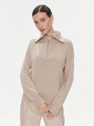 Marella Sweter Ruby1 2339460839200 Beżowy Regular Fit. Brązowe swetry Marella, xl, bez wzorów, z wełny, bez ramiączek. Za 1,049.00 zł.