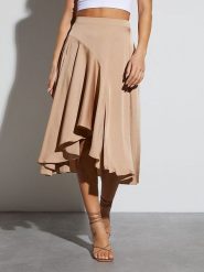 Milan Kiss Spódnica w kolorze beżowym rozmiar: XL. Brązowe spódnice Milan Kiss, xl, bez wzorów, midi, rozkloszowane. Za 97.05 zł.