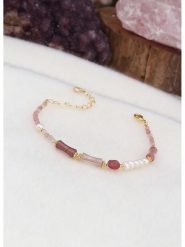 L'Atelier de Gaia Pozłacana bransoletka z perłami i kwarcem rozmiar: onesize. Białe bransoletki L'Atelier de Gaia, z kwarcem, pozłacane. Za 65.99 zł.