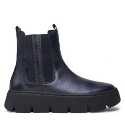Botki Gabor. Niebieskie botki Gabor, bez wzorów, bez obcasa, na płaskiej podeszwie, bez zapięcia. Za 649.99 zł.