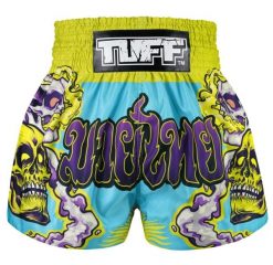 Spodenki treningowe TUFF Trippy Skull. Zielone szorty sportowe TUFF, bez wzorów, z materiału. Za 149.00 zł.