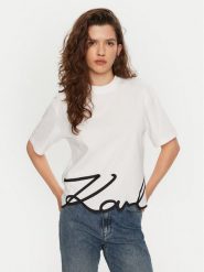 KARL LAGERFELD T-Shirt A1W17013 Biały Regular Fit. Białe t-shirty KARL LAGERFELD, m, bez wzorów, z bawełny, bez kołnierzyka, bez ramiączek. Za 379.99 zł.
