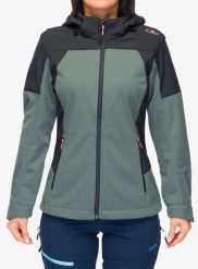 Kurtka softshell damska CMP Larisa. Zielone kurtki przejściowe sportowe CMP, l, bez wzorów, z materiału, bez kaptura, trekkingowe. Za 329.99 zł.