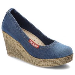 Jeansowe Półbuty Artiker Modne Obuwie Na Koturnie. Niebieskie półbuty wsuwane Artiker, na lato, bez wzorów, z jeansu, wakacyjne, bez obcasa, na koturnie. Za 209.00 zł.