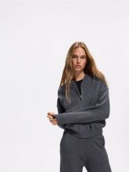 Kardigan z domieszką modalu - ciemnoszary. Szare swetry Reserved, l, bez wzorów, z dzianiny, bez ramiączek. Za 139.99 zł.