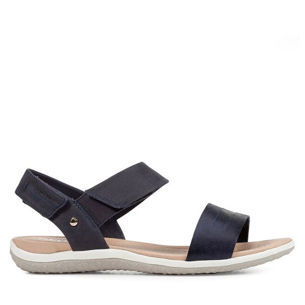 Sandały Geox. Niebieskie sandały Geox, bez wzorów, bez obcasa, na płaskiej podeszwie, bez zapięcia. Za 219.99 zł.