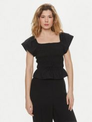 Brave Soul Bluzka LWT-624CERYS Czarny Straight Fit. Czarne bluzki Brave Soul, s, bez wzorów, z bawełny, bez kołnierzyka, bez ramiączek. Za 69.99 zł.