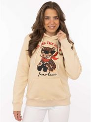 Zwillingsherz Bluza "Safari Leopard" w kolorze beżowym rozmiar: XXL. Brązowe bluzy Zwillingsherz, xxl, bez wzorów, bez ramiączek, z kapturem. Za 195.45 zł.