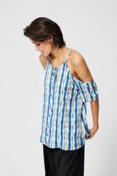 Koszulowa bluzka typu top. Bluzki MOODO, xs, bez wzorów, z bawełny, bez kołnierzyka, bez ramiączek. W wyprzedaży za 17.49 zł.