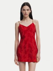 Desigual Sukienka koktajlowa Tigris 25SWVW85 Czerwony Slim Fit. Czerwone sukienki Desigual, xl, bez wzorów, z bawełny, wizytowe, bez kołnierzyka, bez ramiączek. Za 229.99 zł.