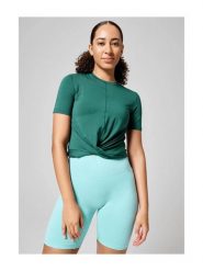 Koszulka Casall Delight Short Wrap Tee 44. Zielone t-shirty sportowe Casall, l, bez wzorów, z lyocellu, bez ramiączek, na fitness i siłownię. Za 199.00 zł.