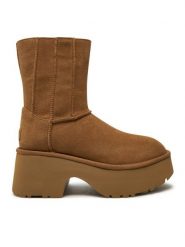 Ugg Botki W Classic Twin Seam New Heights 1158313 Brązowy. Brązowe botki UGG, bez wzorów, ze skóry, bez obcasa, na płaskiej podeszwie, bez zapięcia. Za 1,069.00 zł.