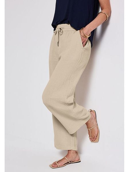 Street One Spodnie w kolorze beżowym rozmiar: W40/L28. Brązowe spodnie materiałowe Street One, bez wzorów, z bawełny, street. Za 110.04 zł.