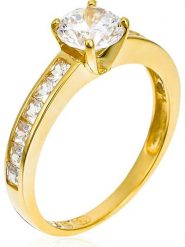 OR ÉCLAT Złoty pierścionek "Brilliant" z cyrkoniami rozmiar: 60. Żółte pierścionki Or Éclat, z cyrkonią, złote. Za 1,087.99 zł.