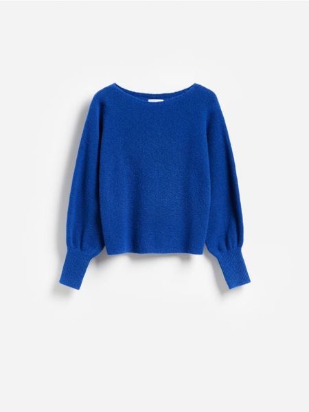 Sweter z dodatkiem wełny - niebieski. Niebieskie swetry Reserved, l, bez wzorów, z dzianiny, bez ramiączek. Za 129.99 zł.