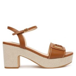 Sandały Liu Jo. Brązowe sandały Liu Jo, bez wzorów, bez obcasa, na słupku, bez zapięcia. Za 559.99 zł.