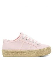 DeeZee Espadryle WSS21067-01 Różowy. Czerwone espadryle DeeZee, bez wzorów, z materiału, bez obcasa. Za 99.99 zł.